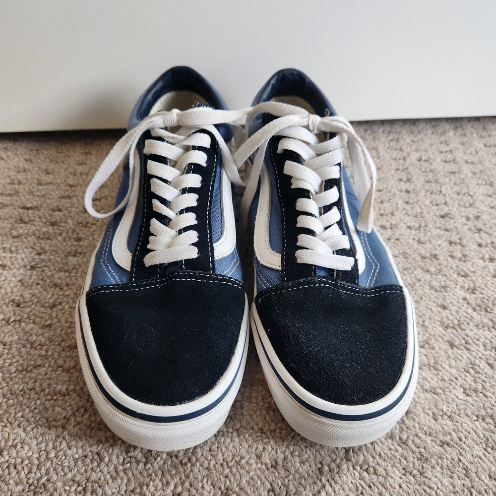 Vans, Suede And Fabric, Black and Blue Sneakers (Women 8.5 Mens 7)